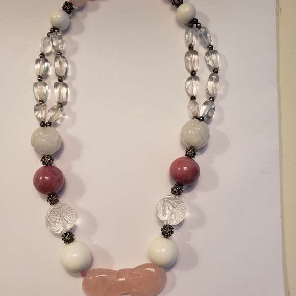 Carved quartz and Crystal statement necklace - Picture 2 of 8